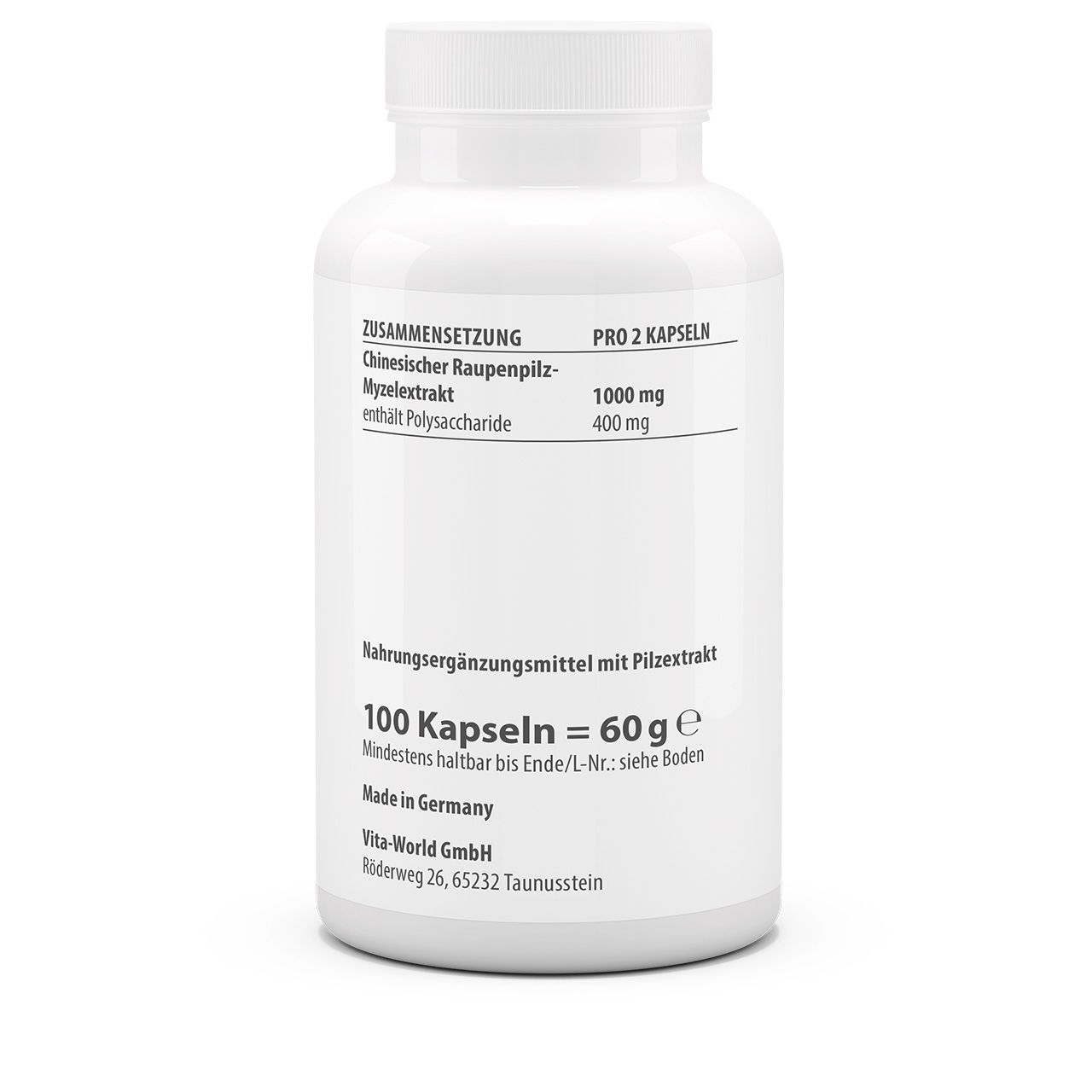 Cordyceps Extrakt CS4 500 mg 40% Polysaccharide (100 Kps)