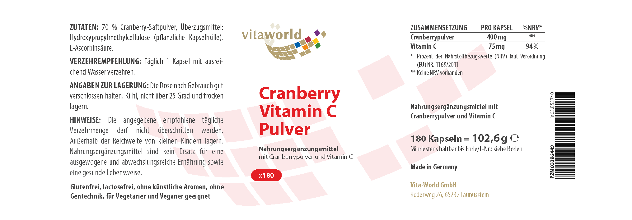 Cranberry Plus C 400 mg (180 Kps)