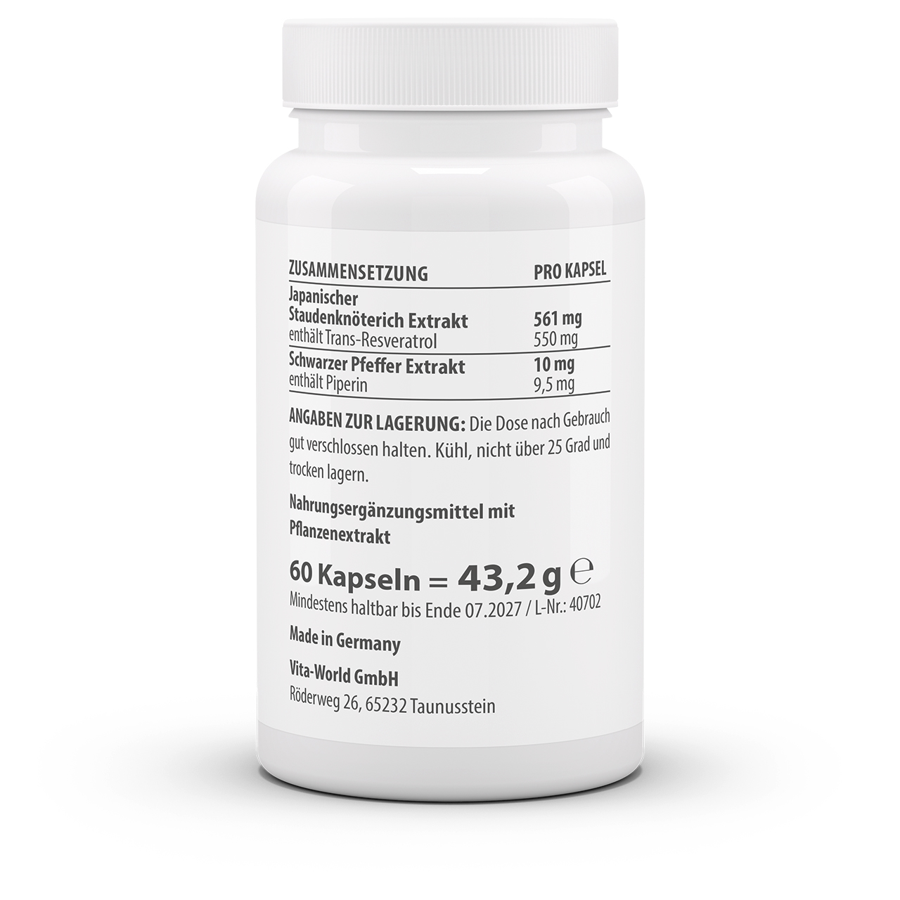 Trans-Resveratrol 550 mg (60 Kps)