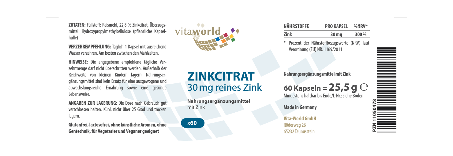 Zinkcitrat 30 mg (60 Kps)