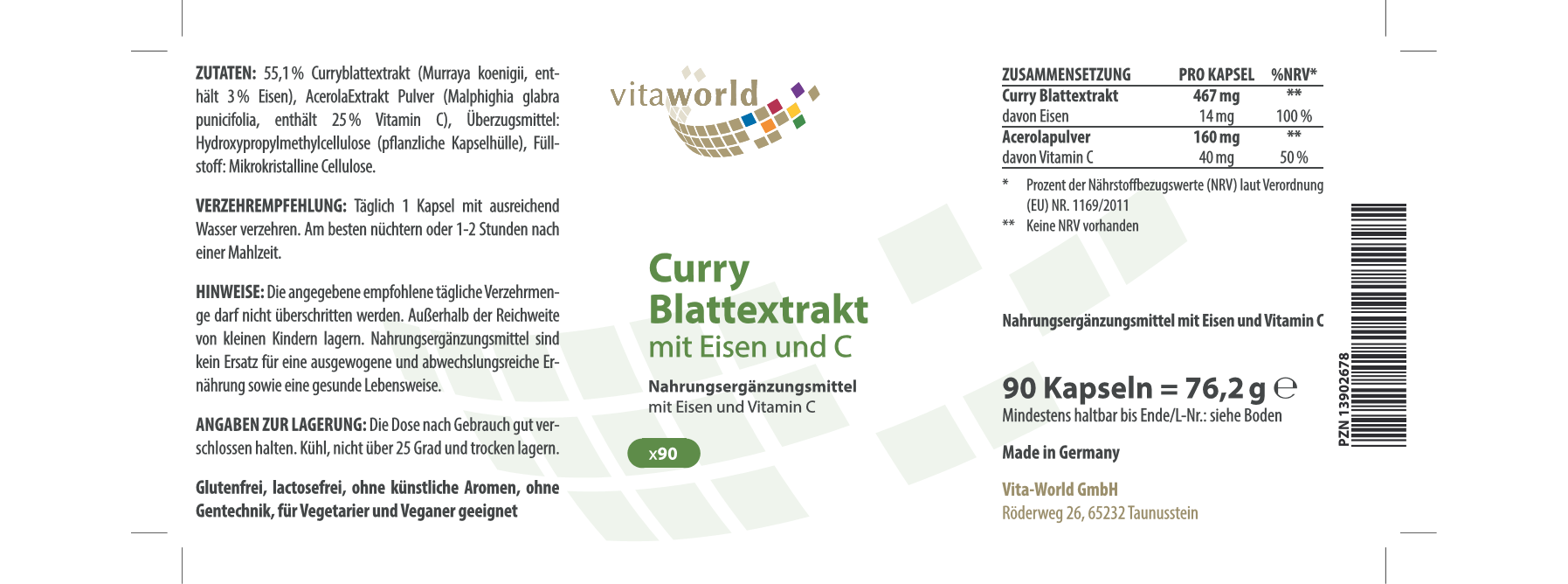 Curry Blattextrakt mit Eisen und C (90 Kps)