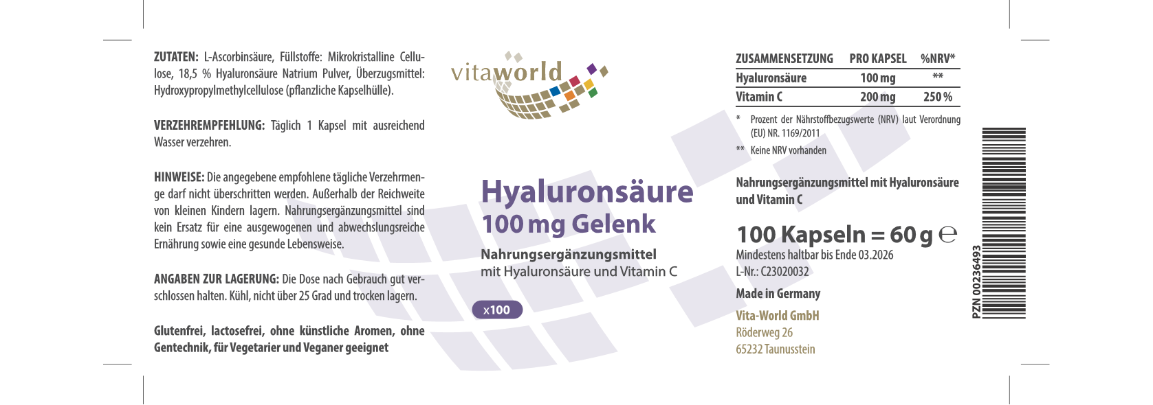 Hyaluronsäure 100 mg Gelenk (100 Kps)