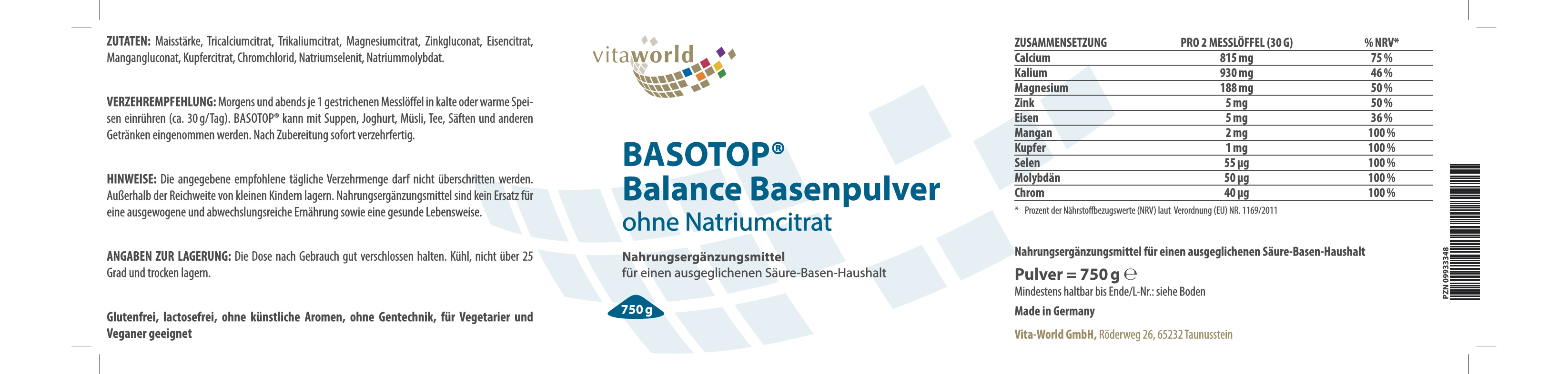 BASOTOP Balance ohne Natriumcitrat (750 g)