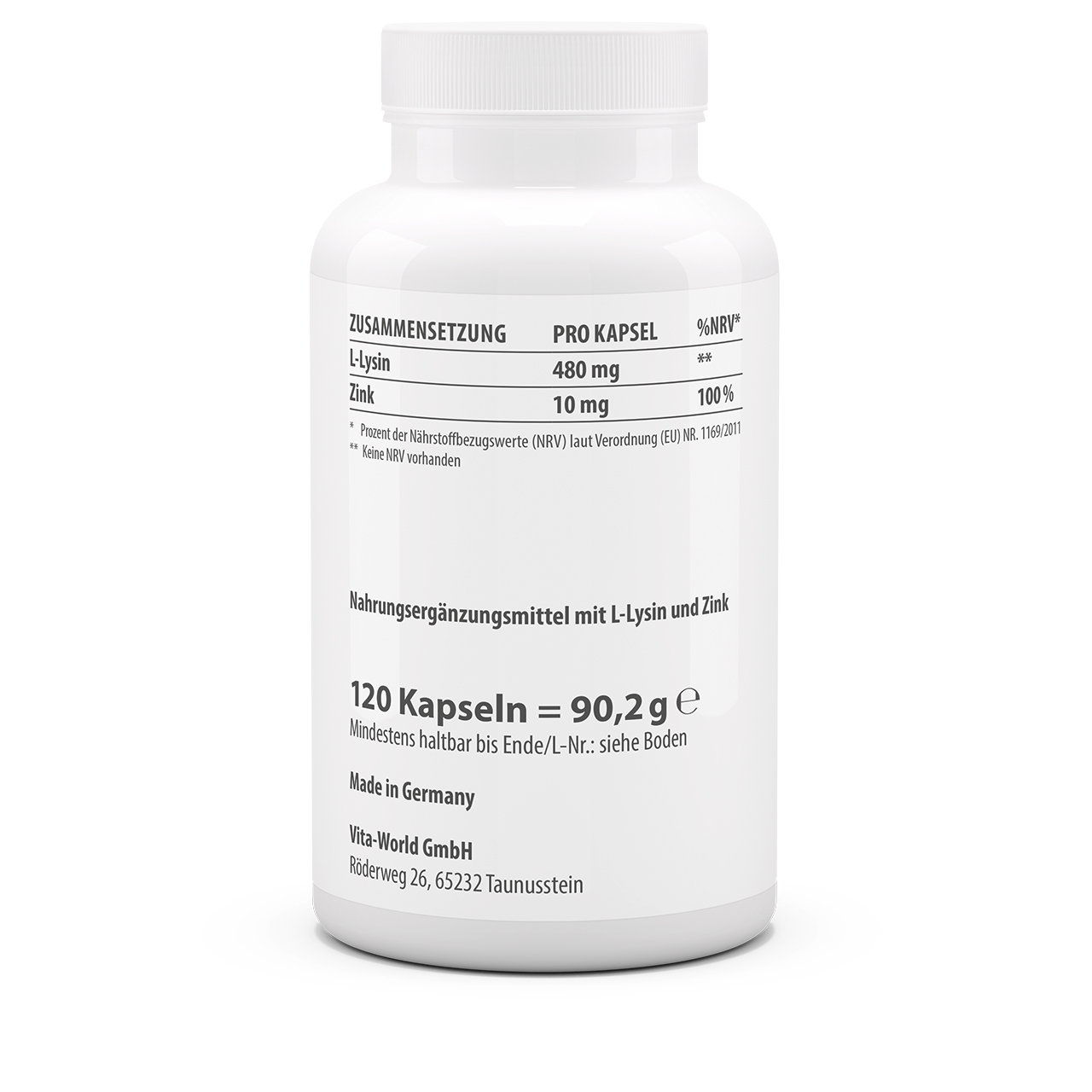Lysin 600 mg plus Zink 10 mg (120 Kps)