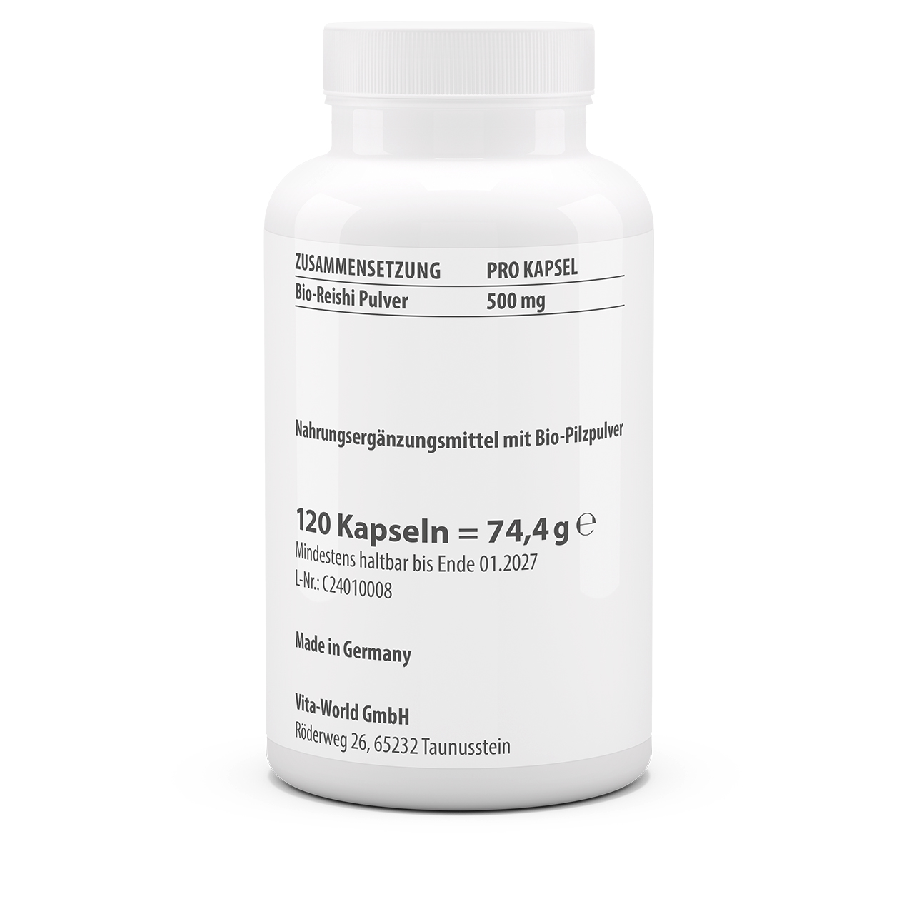 Reishi Biopulver 500 mg (120 Kps)