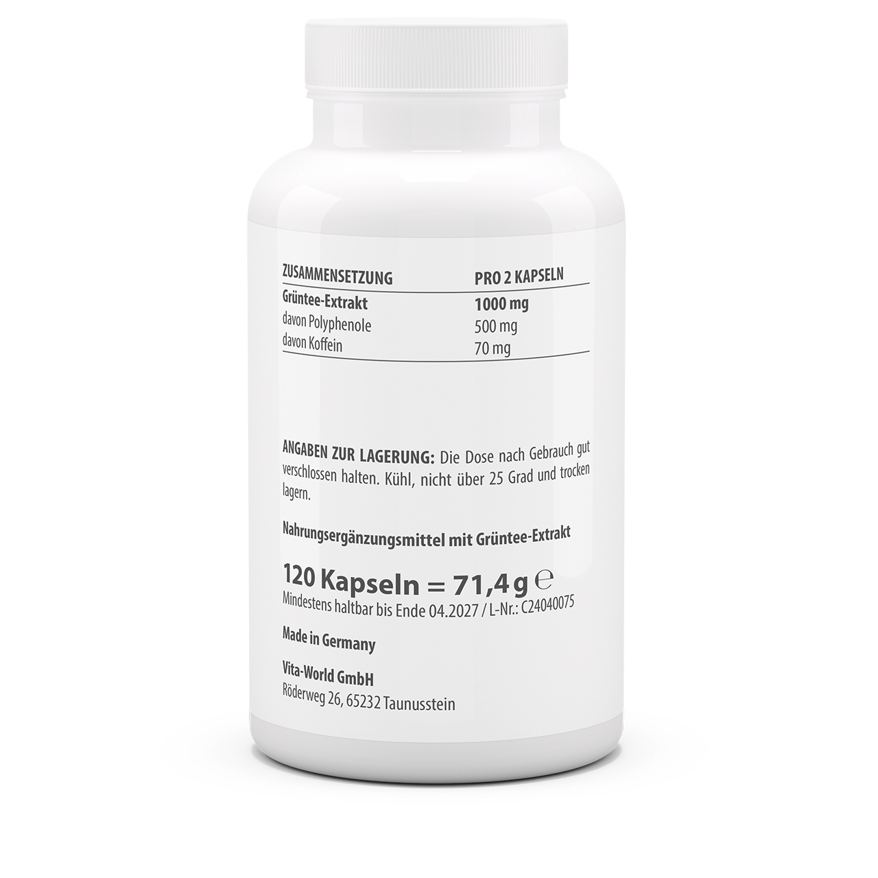 Grüntee Extrakt 500 mg (120 Kps)