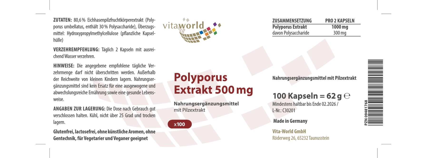 Polyporus Extrakt 500 mg (100 Kps)