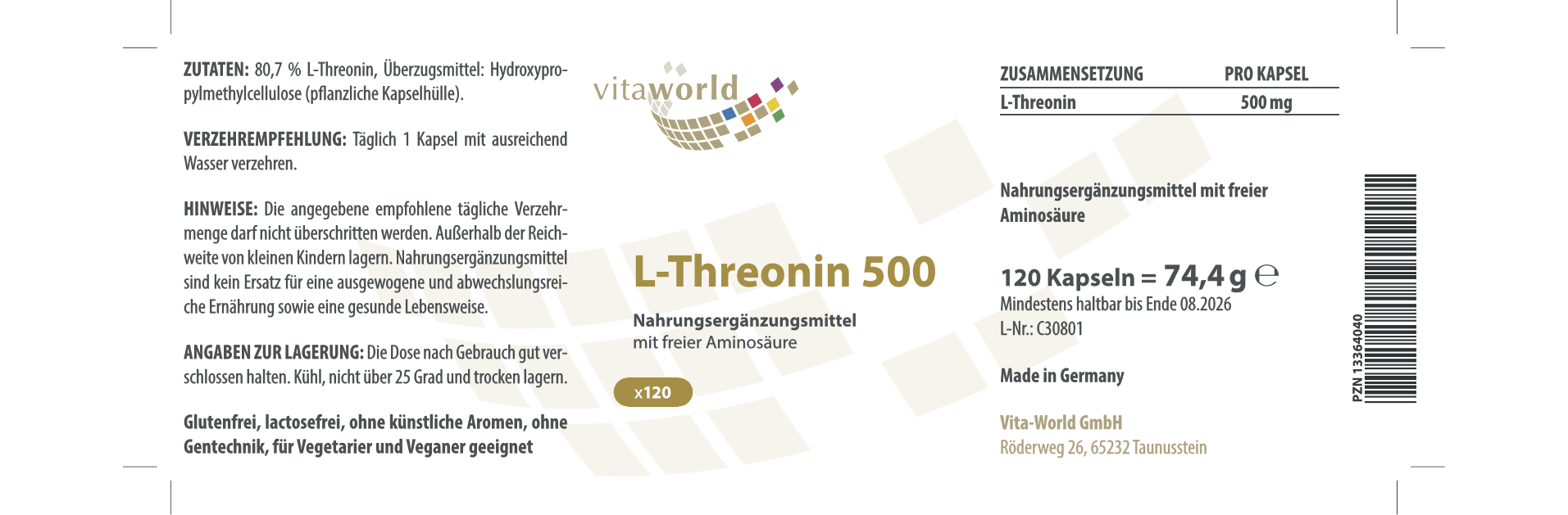 L-Threonin 500 (120 Kps)